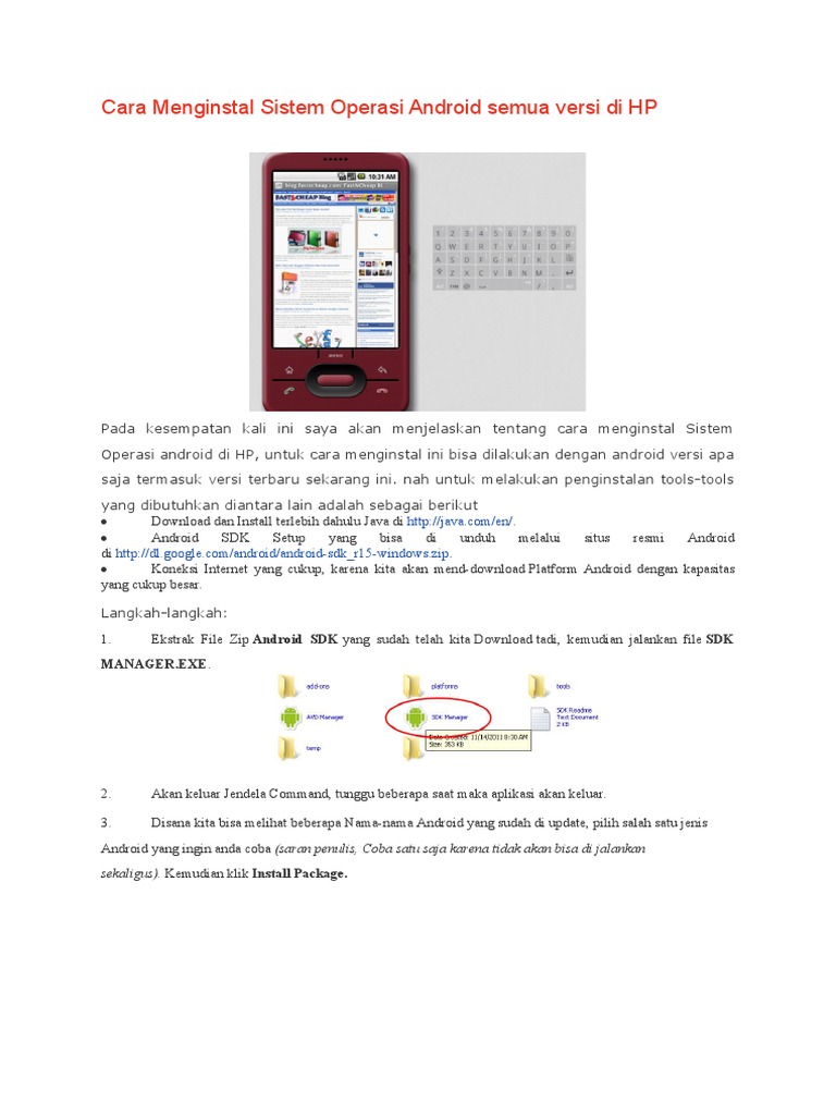 Cara Menginstal Sistem Operasi Android Semua Versi Di HP PDF