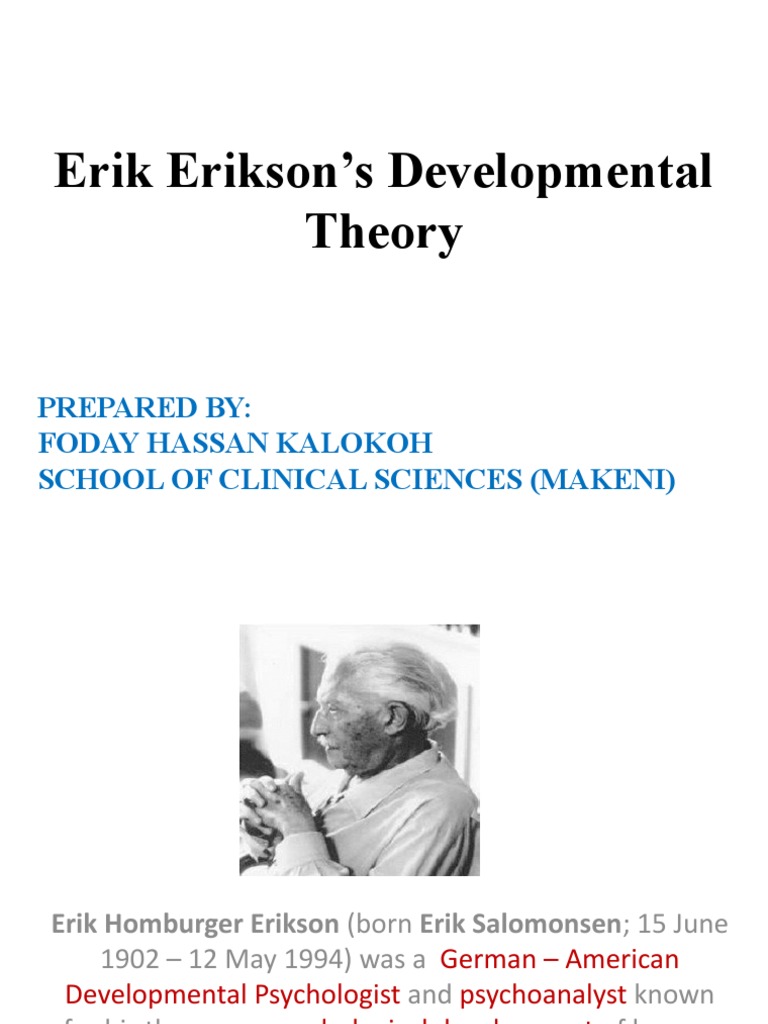 Erik Erikson Developmental Theory PDF Developmental Psychology