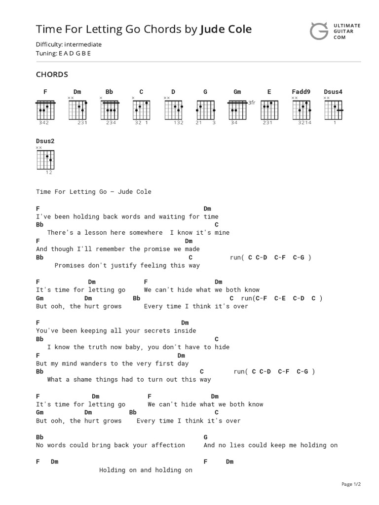 Time For Letting Go Chords by Jude Coletabs at Ultimate Guitar Archive