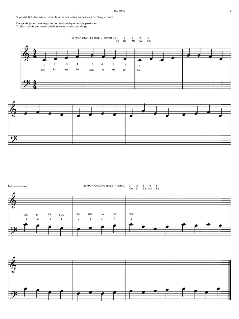 Lecture Clé de Sol Et Fa Débutant | PDF | Éléments de la musique ...