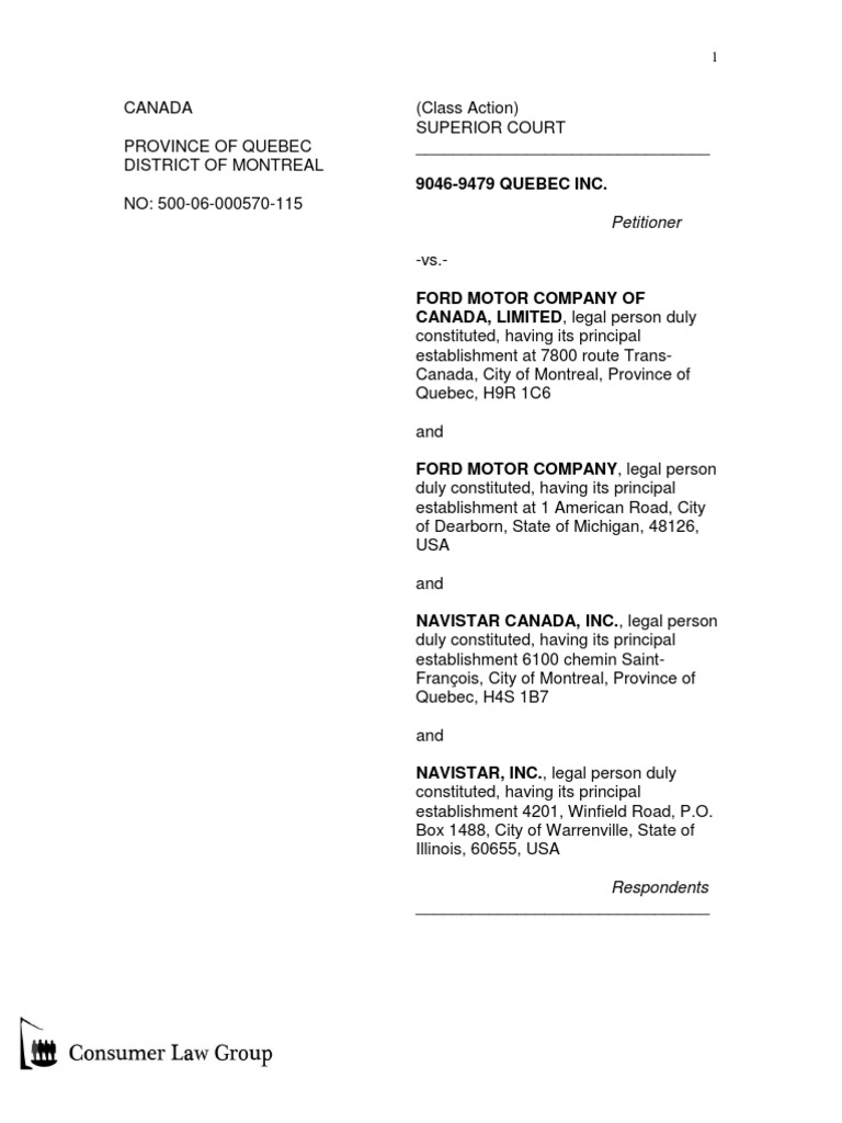 Class Action Lawsuit Ford Power Stroke V8 Turbo Diesel Engine PDF Damages Punitive Damages