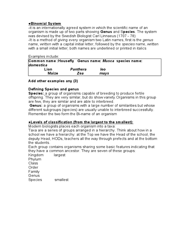 Binomial Nomenclature PDF