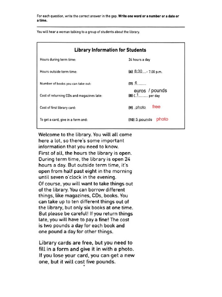 LISTENING TEST 1 PART 2 Script & Revised | PDF