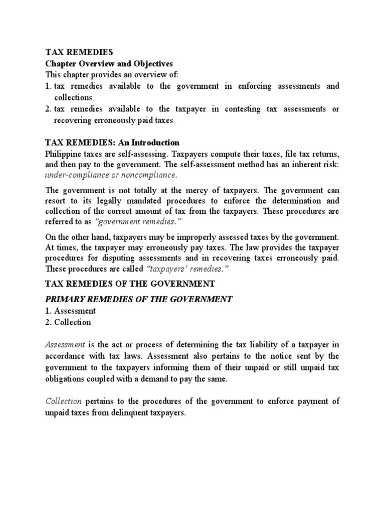Tax Remedies PDF Taxes Taxpayer