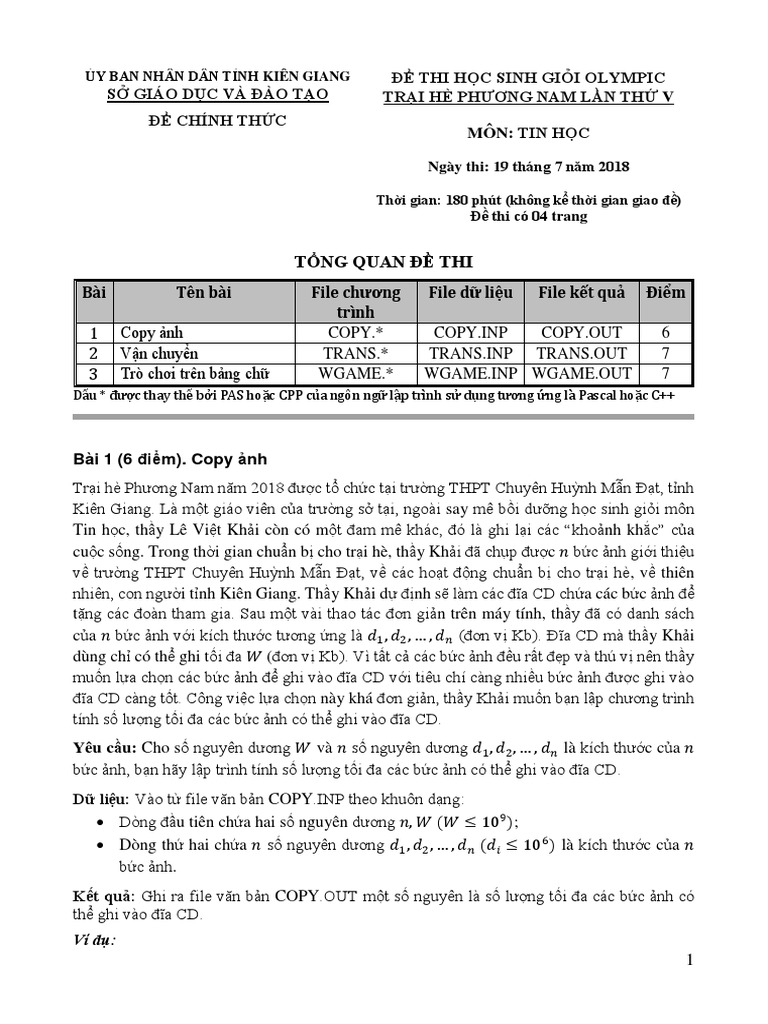 De Thi Tin 1 - 2023 | PDF
