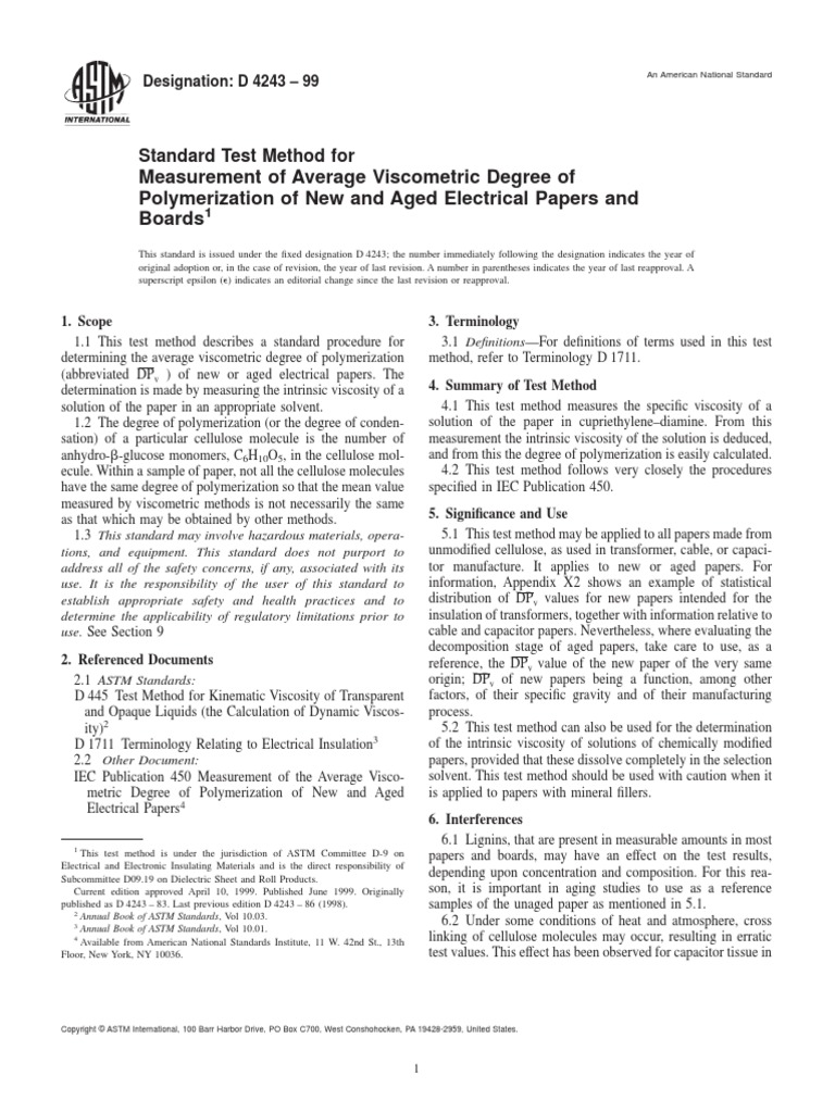 ASTM D4243 99 Standard Test Method For Measurement of Average ...