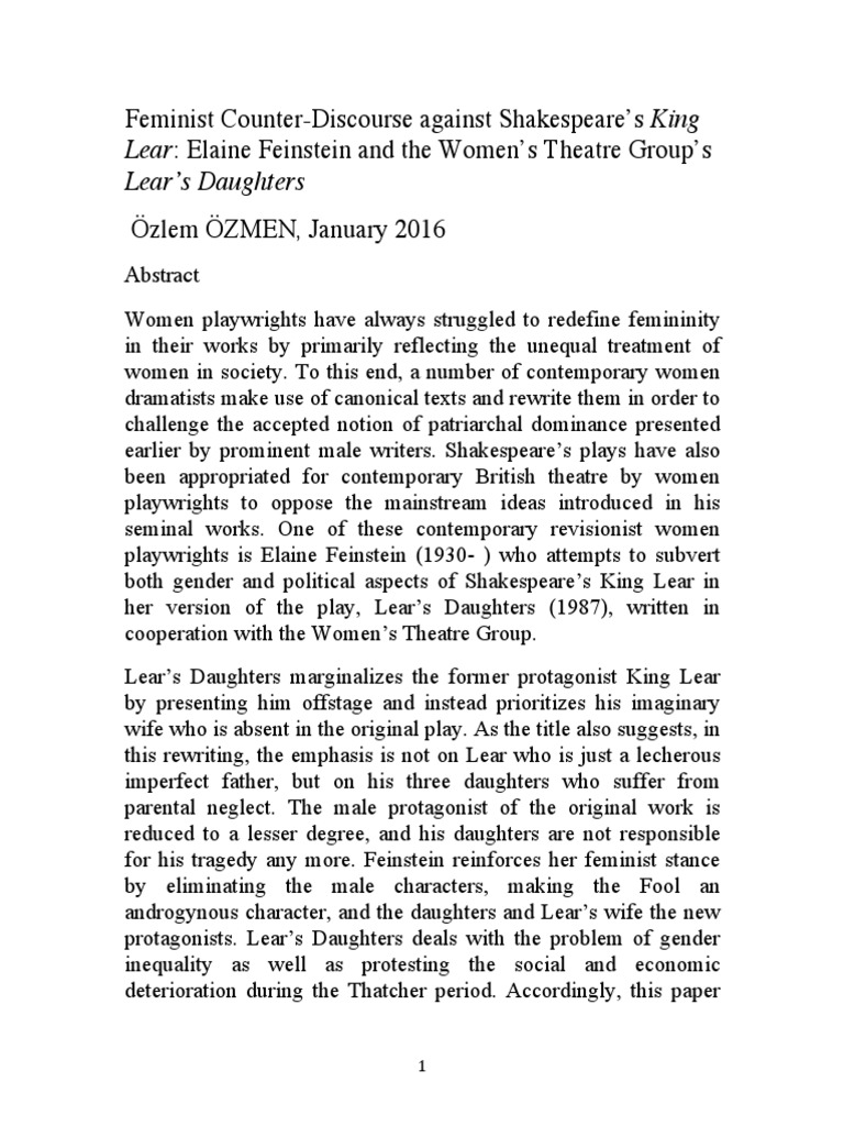 Feminist CounterDiscourse Against Shakespeare's King Lear Elaine