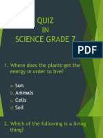 Quiz ScienceG7 Living&Non-LivingThings