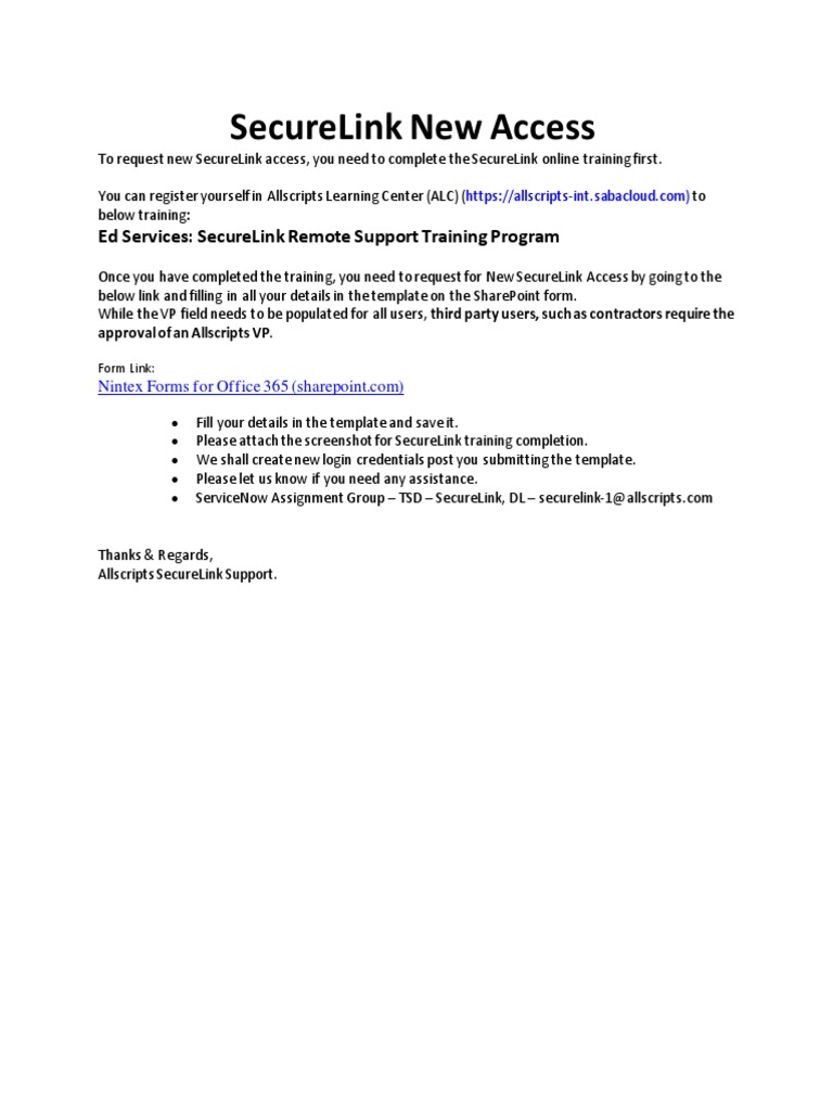 SecureLink Access Request Process | PDF | Business