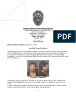 Independence Police Department: For Immediate Release: August 24, 2011