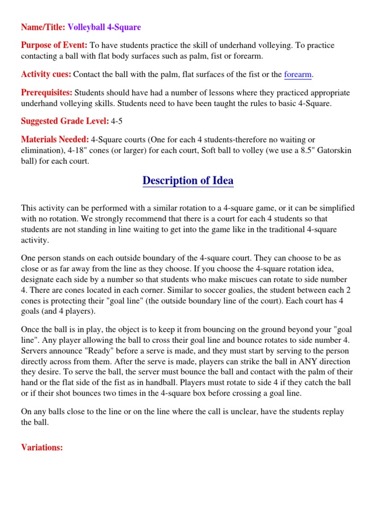 G 4 5 Volleyball 4 Square Pdf Download Free Pdf Volleyball Ball Games