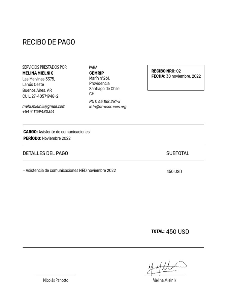 Ejemplo Recibo de Pago | PDF