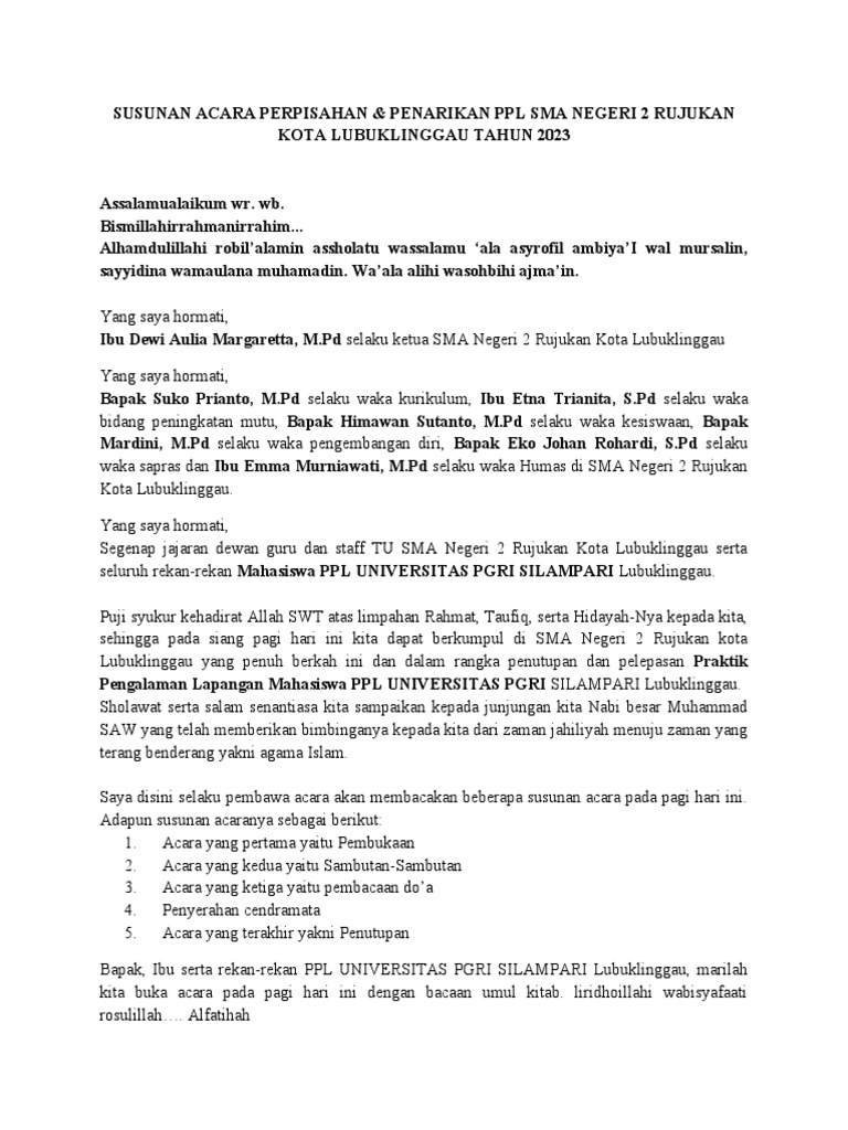 Susunan Acara Perpisahan Pdf