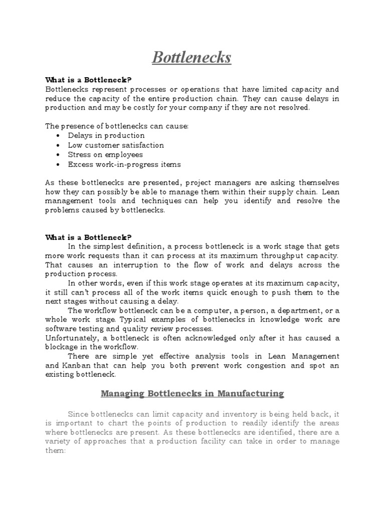 Bottleneck | PDF | Lean Manufacturing | Supply Chain