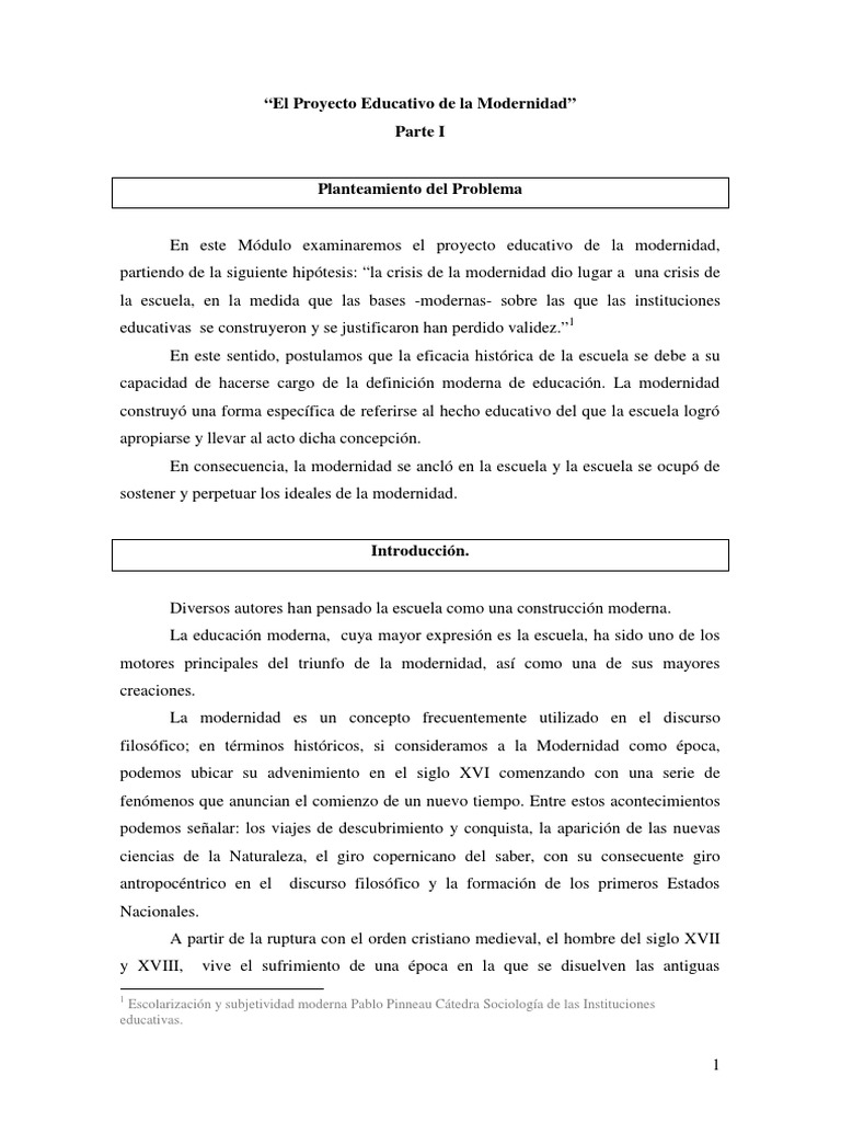 Crisis de la Modernidad y Educación | PDF | Emile, o sobre educación ...