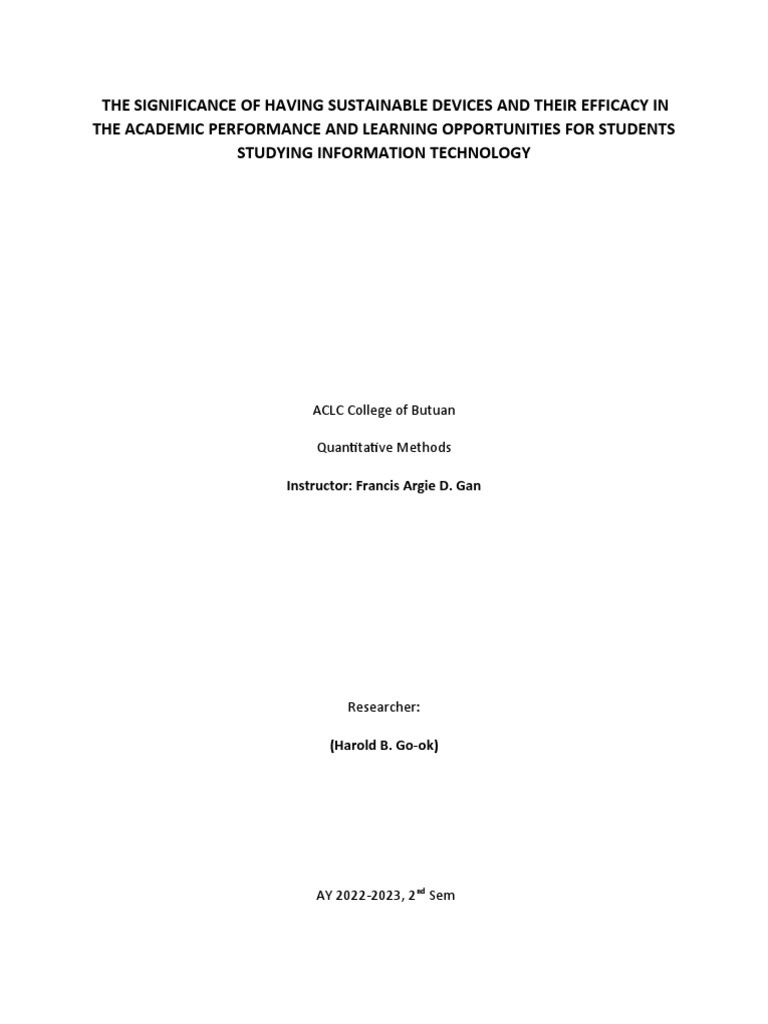 Efficacy of Sustainable Devices in IT Education | PDF