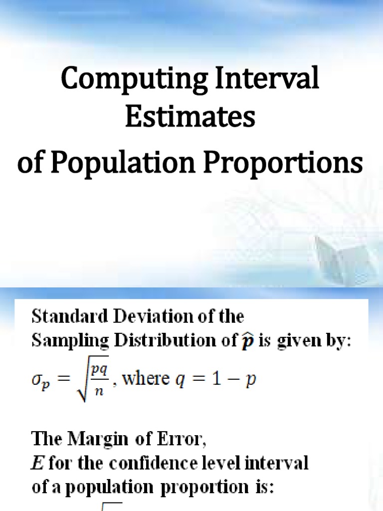 W. Interval Estimates For Population Proportion PDF | PDF | Sample Size ...