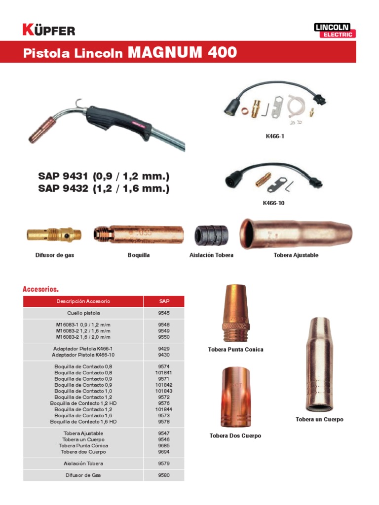 Pistola Lincoln Magnum 400 y Accesorios | PDF