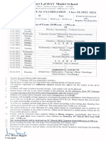 Datesheet Class 11 TH Annual Exam (2022-23) PDF