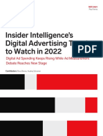 Emarketer - Insider - Intelligences - Digital - Advertising - Trends - To - Watch - in - 2022 - Emarketer PDF