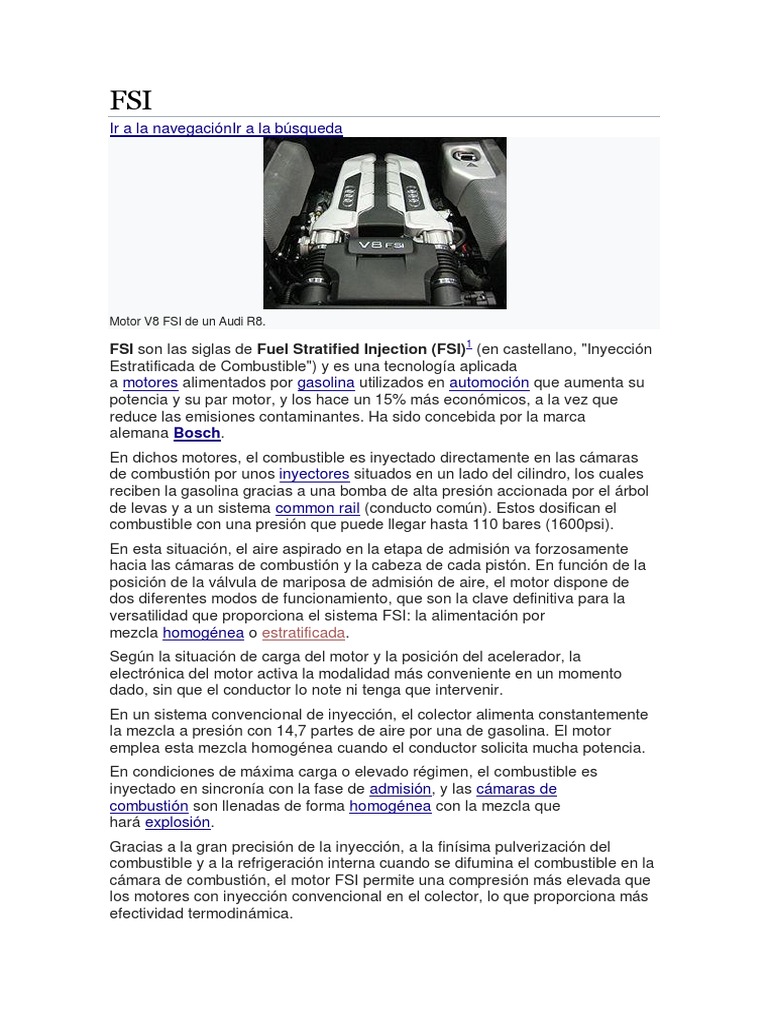 FSI (Fuel Stratified Injection) Curso Bosch PDF Inyección de