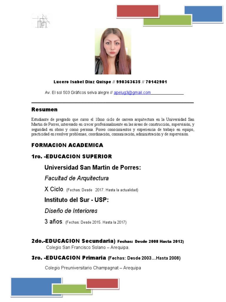 Curriculum Vitae Lucero Diaz PDF