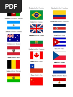 Nacionalidades en Ingles y Espanol Con Su Bandera