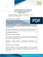 Guía de Actividades y Rúbrica de Evaluación - Unidad 1 - Paso 2 - Organización y Presentación