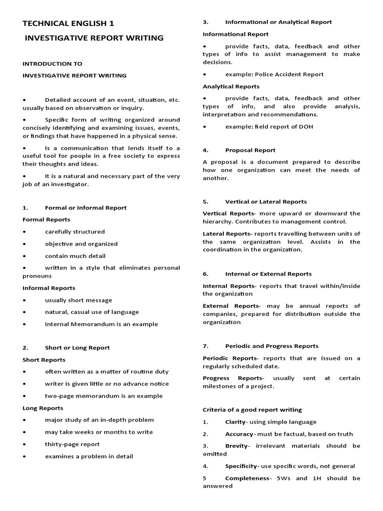 Investigative Report Writing Overview | PDF | Affidavit | Deed