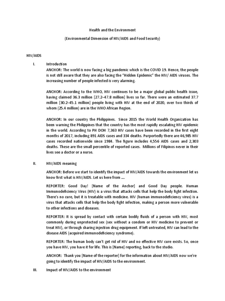 The Environmental Dimensions of HIV/AIDS: Exploring the Complex ...