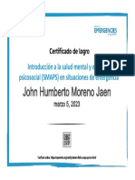 Salud Mental y Apoyo Psicosocial en Emergencias - RecordOfAchievement