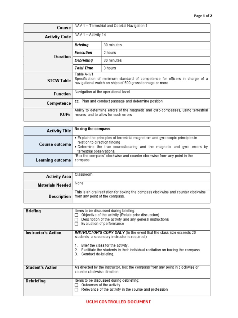 Boxing the Compass Activity Guide | PDF | Compass | Navigation