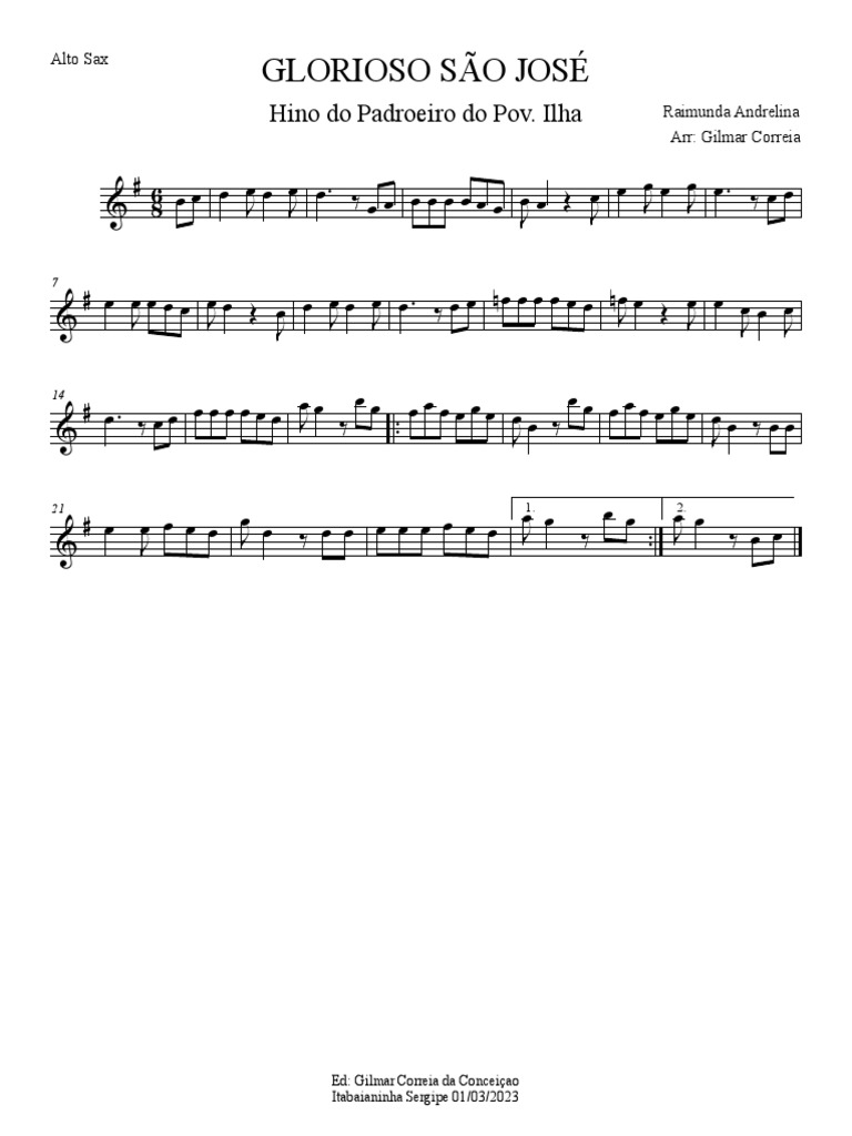 Glorioso Sao Jose Alto Sax PDF