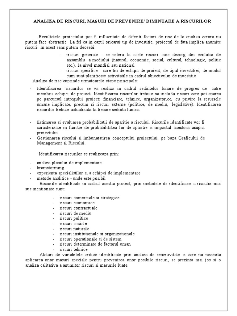 Analiza de Riscuri | PDF