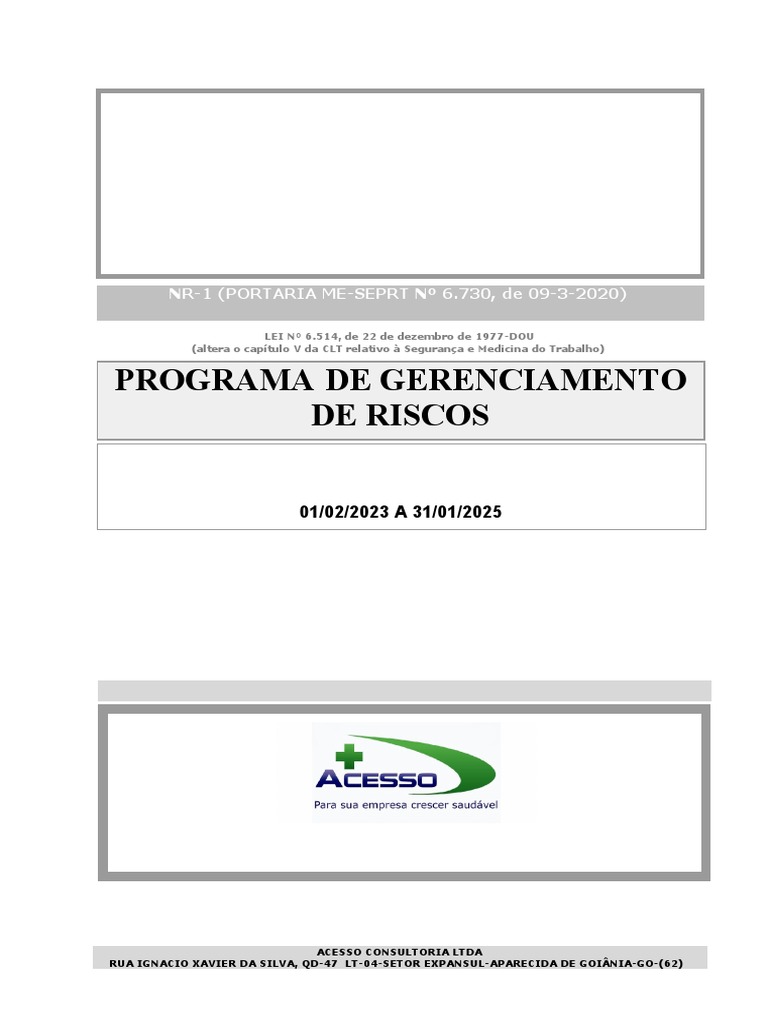 PGR: Gerenciamento de Riscos Ambientais | PDF | Fatores humanos e ...
