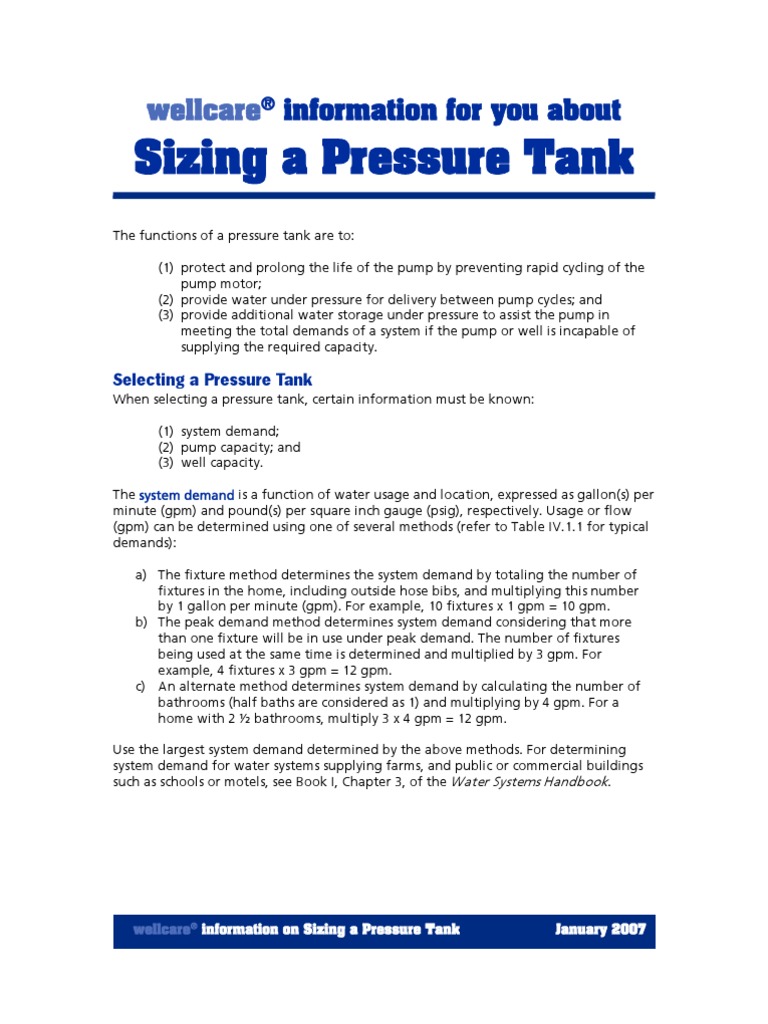 Sizing A Pressure Tank FINAL Water Supply Network Gallon