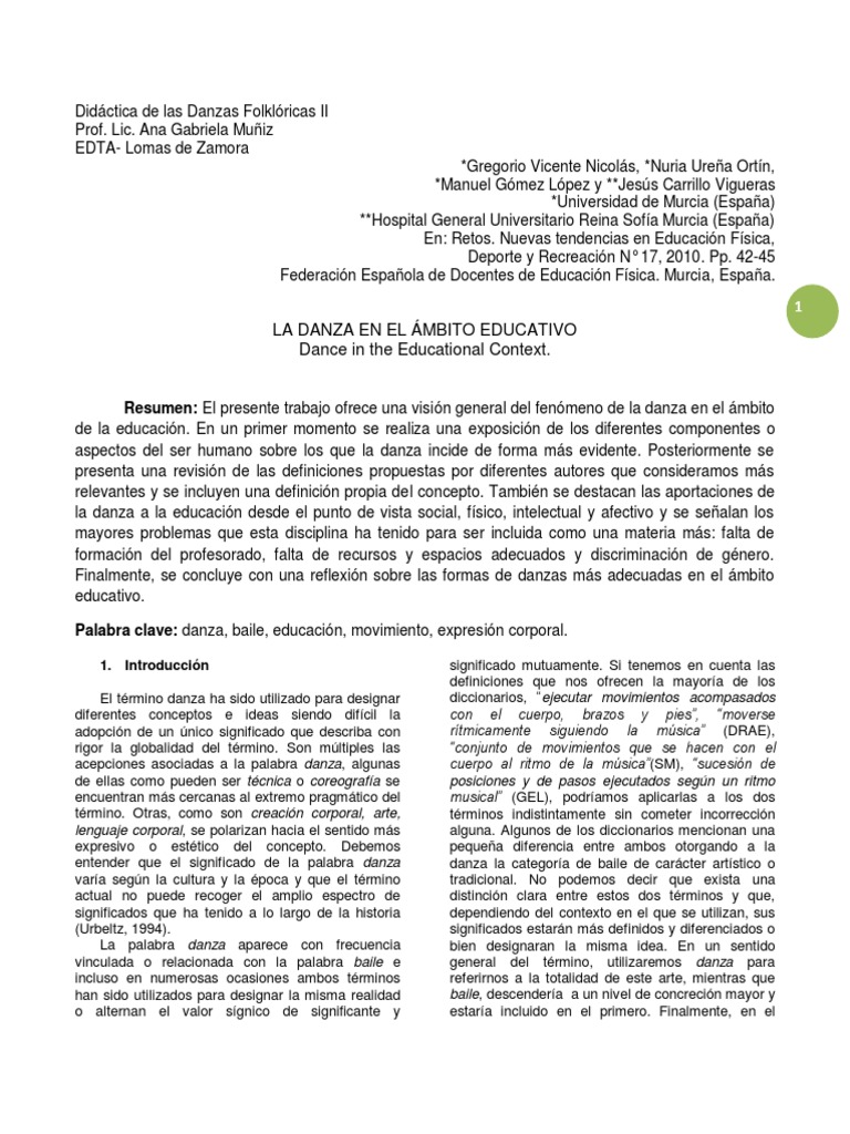 Danza en Educación: Beneficios y Retos | PDF | Bailes | Ritmo