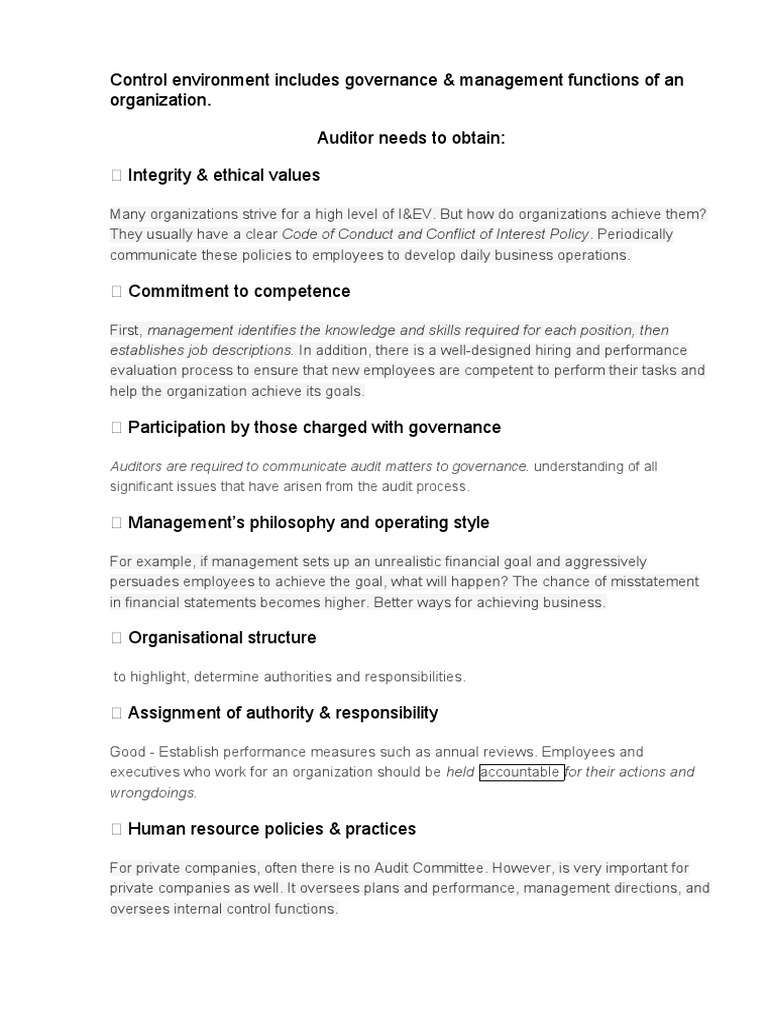Obtaining an Organization's Control Environment Factors PDF