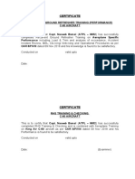 Performance and RHS TRG Certificate C-90 Baliyan