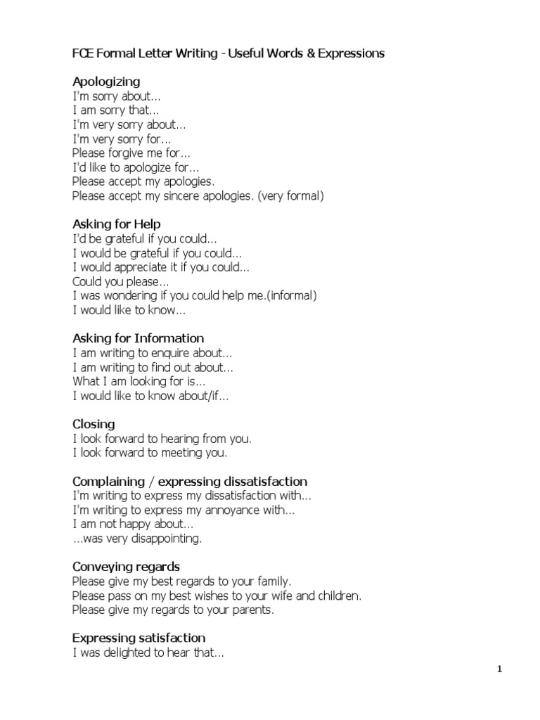 Expressions in Writing Formal Letters B | PDF | Language Arts & Discipline
