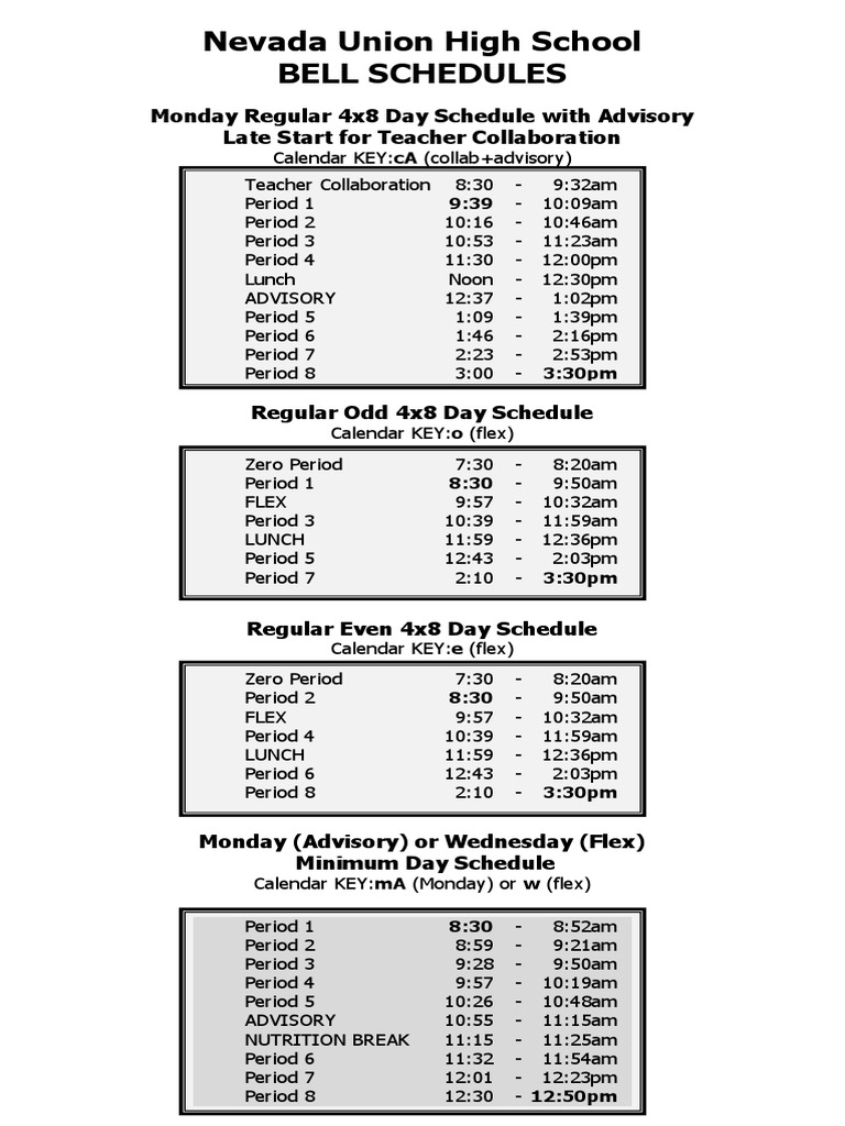 Bell Schedules PDF