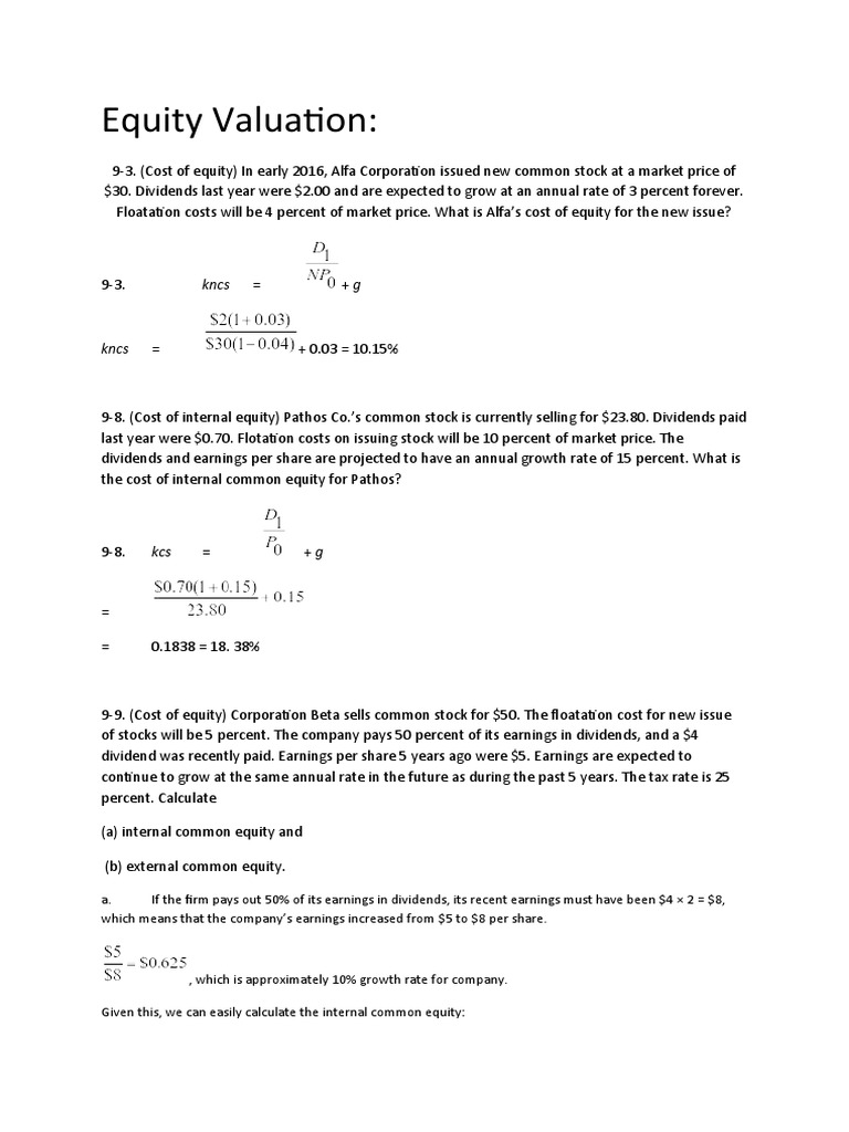 Equity Valuation-WACC-Cash Flow | PDF | Cost Of Capital | Stocks