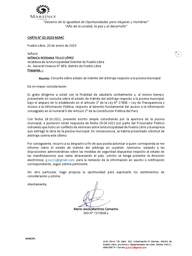 Carta consulta estado de arbitraje pdf pdf gobierno justicia
