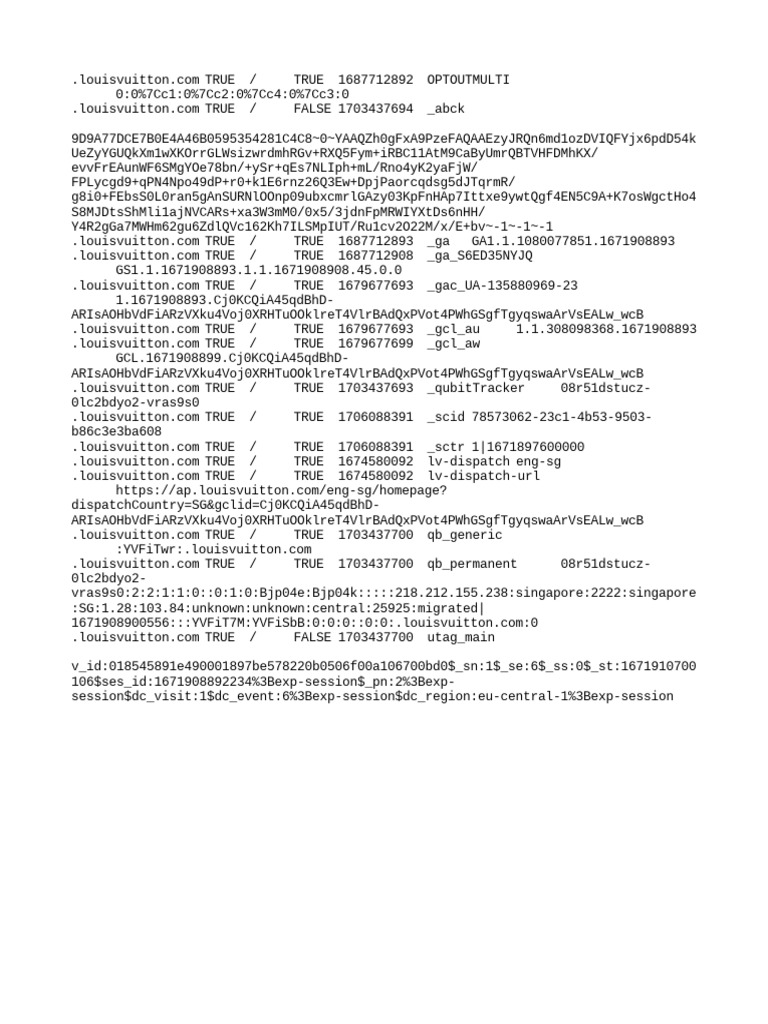 Louis Vuitton Cookie Data Overview | PDF