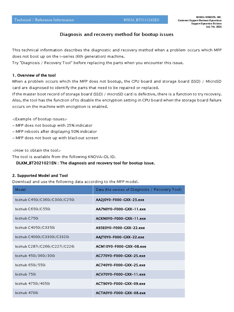 Diagnosis Recovery Method For Bootup Issues PDF Computer Data