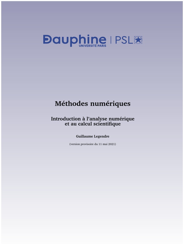 Comment Savoire Un Schéma Au Difference Finis Il Est Oscillant Cours Ananum Dauphine PDF | PDF | Analyse numérique | Mathématiques  appliqués