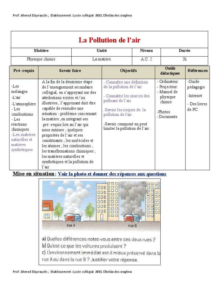 01 La Pollution de Lair | PDF | Chimie | Pollution de l'air