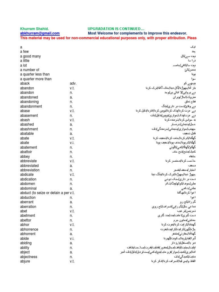 English Urdu Dictionary PDF PDF