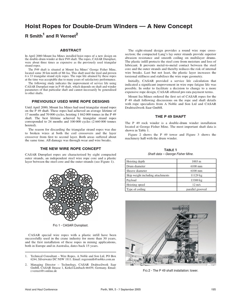 Hoist Ropes for Double-Drum Winders | PDF | Wire | Rope