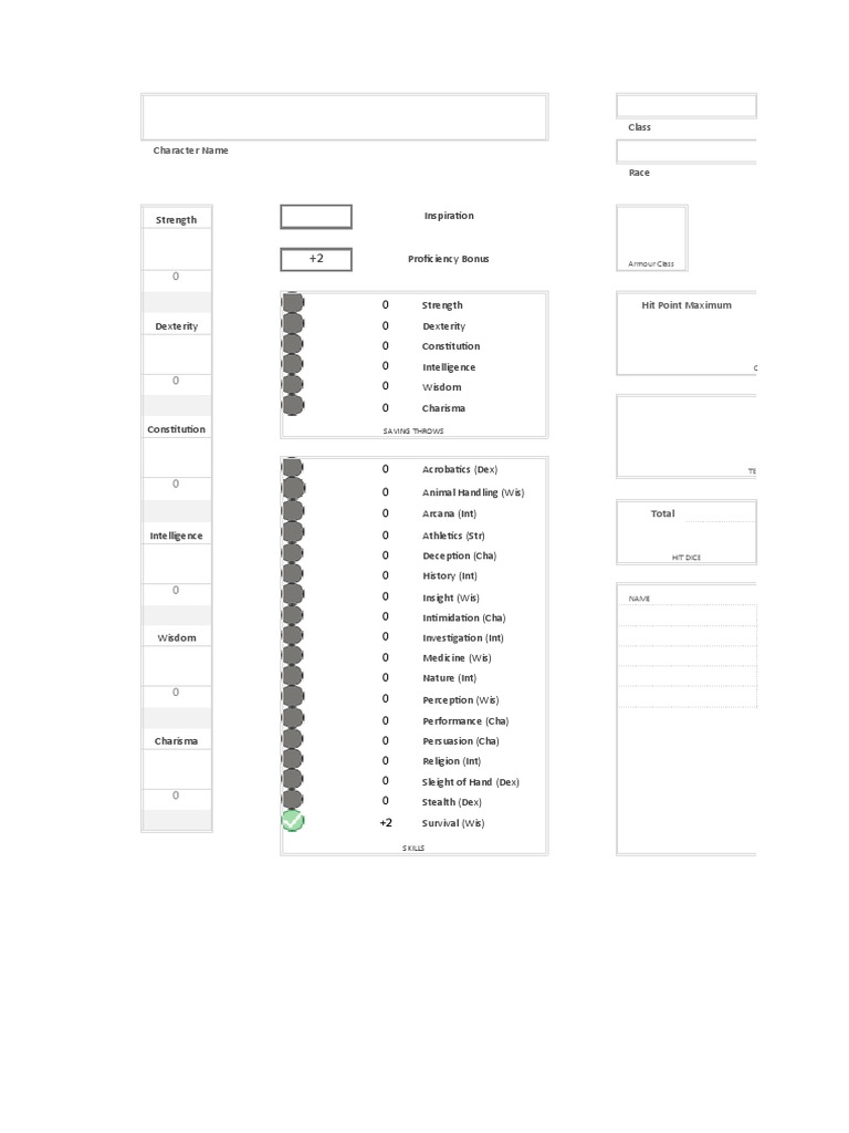 DND Character Sheet Download Free PDF Entertainment Role Playing